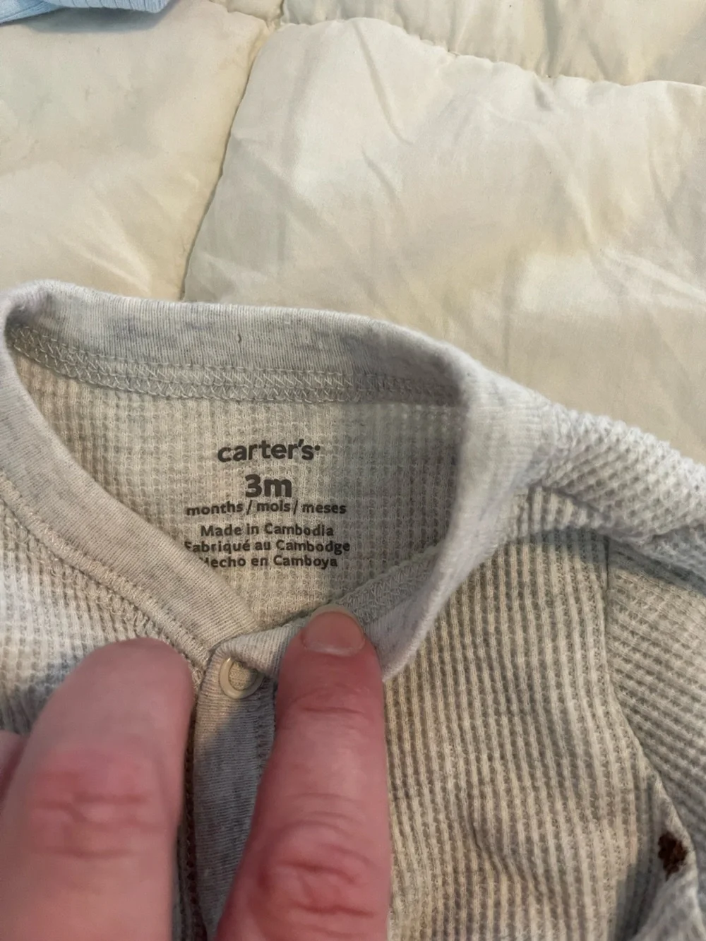 Carter's Light Gray Waffle-Knit Baby Romper